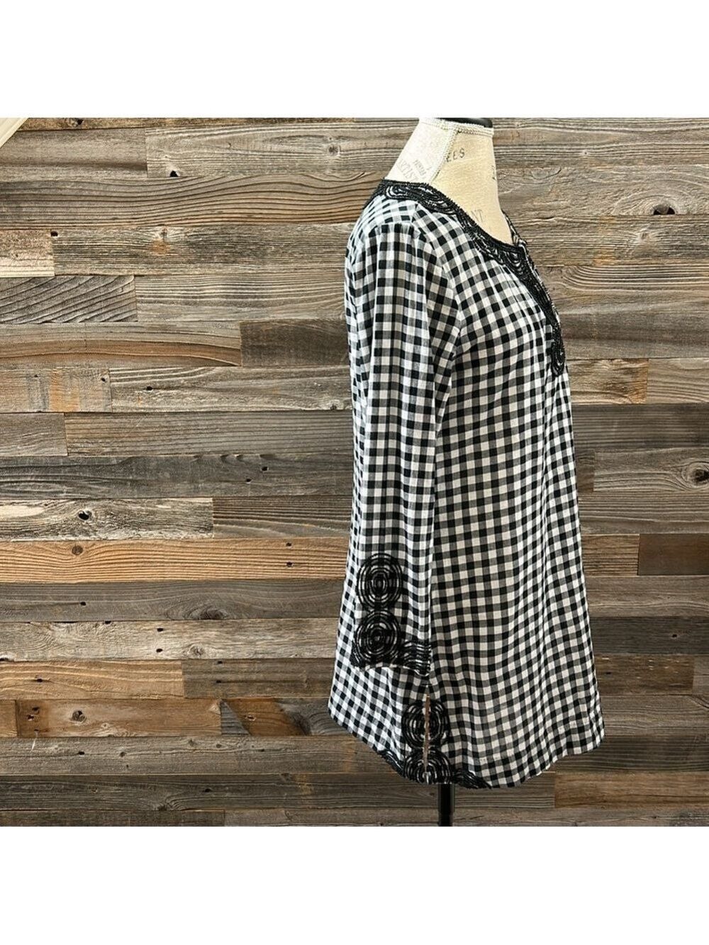 Vineyard Vines Embellished Bead Gingham Pullover Tunic Top/Cover Up Size Small - Picture 5 of 12